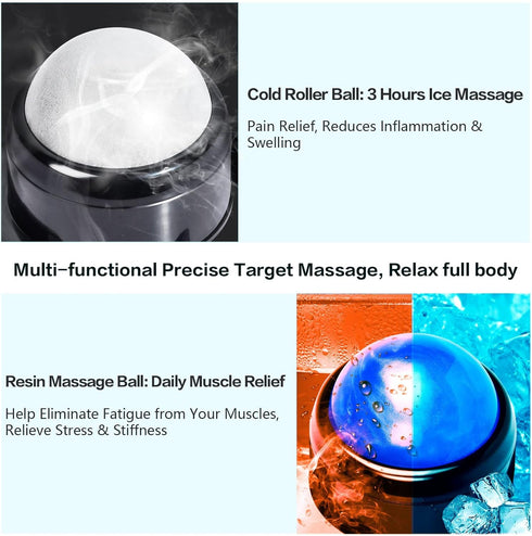 Massage Ball, Mountable Muscle Massage Roller for Pain Relief, Suction Cup Self Back Massager Roller - 2 Balls