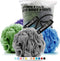 Loofah Sponge Bath Sponge for Women and Men, 4 Pack (Gray, Blue, Green, Purple)