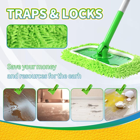 Reusable 100% Coral Fleece Mop Pads Compatible with Swiffer Sweeper Mop, 3 Pack Washable Mop Pads for Floor Cleaning