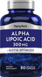 Piping Rock Alpha Lipoic Acid 300mg with Biotin Optimizer, 80 Capsules, Non-GMO, Gluten Free Supplement