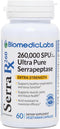 Serra-RX 260,000 SU Serrapeptase - Acid-Resistant Proteolytic Systemic Enzyme, Vegan, 60 Veg Capsules