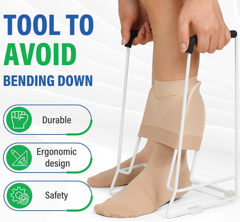 Hiumtree (<18), Compression Sock Aid Device Stocking Donner for Seniors, Adaptive Sock Putting-On Tool, Medium Calf