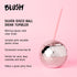 Blush Silver Disco Ball Cup with Straws - 16 Ounce Sparkly Glitter Cocktail Drink Tumbler, Party Supplies