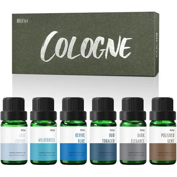 MitFlor Fragrance Oil Set - Cologne Oils for Men, Perfume, Soap & Candle Making Scents, Aromatherapy Gift Set.