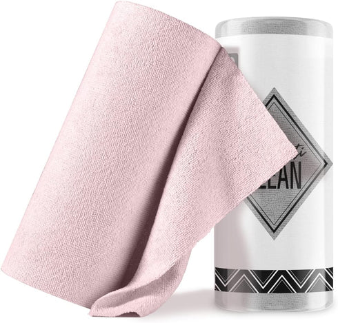 Microfiber Cleaning Cloth Roll - 60 Pack, Tear Away Towels, 12" x 12", Reusable Washable Rags for Car, House