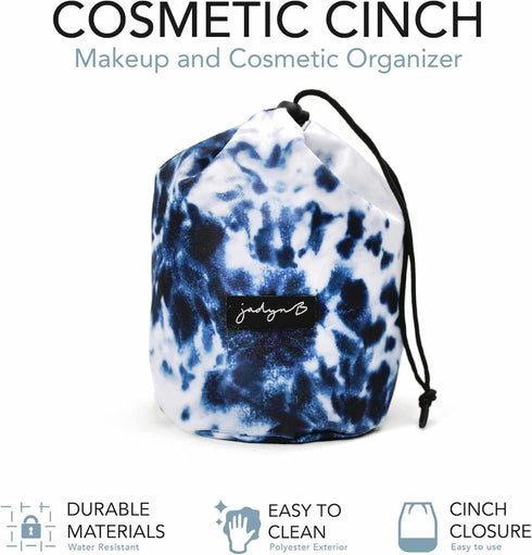 Jadyn Cinch Top Compact Travel Makeup Bag and Cosmetic Organizer for Women (Tie Dye)