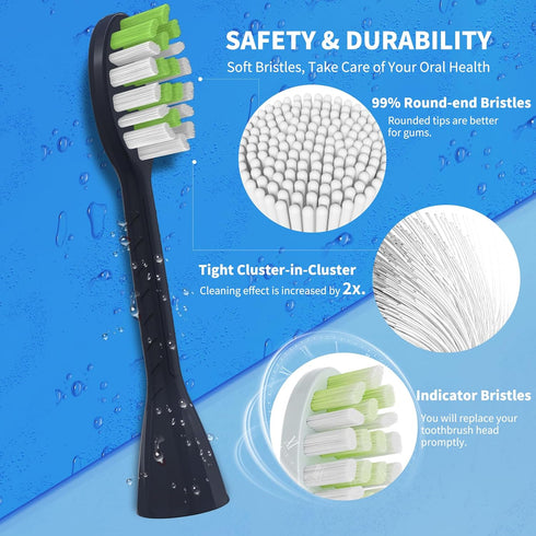 Toothbrush Replacement Heads for Philips One Series Sonicare - 10 Pack, Soft Bristles, Navy Blue