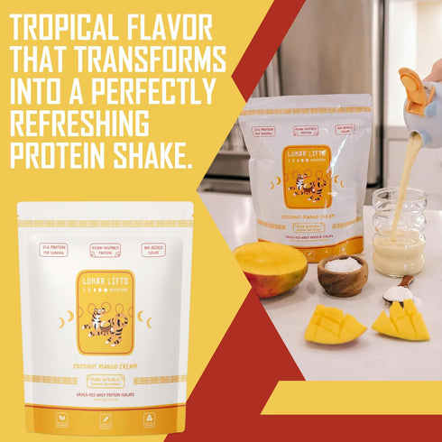 Coconut Mango Cream Boba Tea Whey Protein Isolate | 26g Grass-fed Whey Isolate Protein per Serving | No Added Sugars