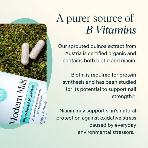 Ora Organic Plant Based Multivitamin for Women and Men, Bluelight Protection - Brain, Eye, Energy, Immune, Skin, Hair,