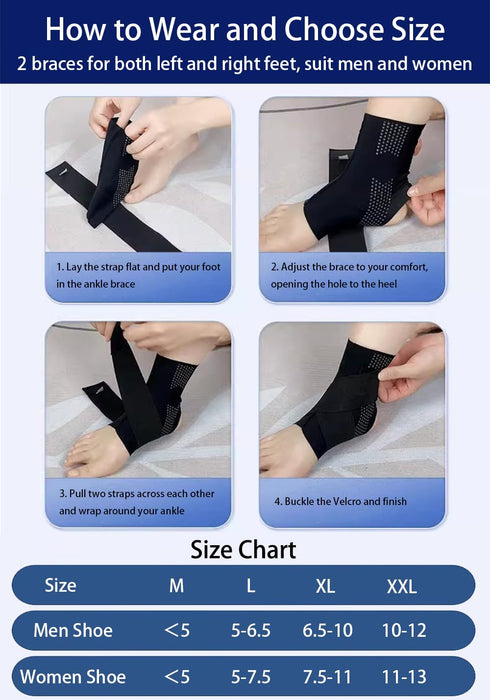 Ankle Braces for Women Men, 2 pcs Compression Sleeve Plantar Fasciitis Brace with Arch Support Socks (Black, XX-Large)