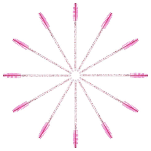 CHEFBEE 100PCS Disposable Eyelash Brush, Light Pink Mascara Wands Applicators Kits for Eyelash Extensions and Eyebrow