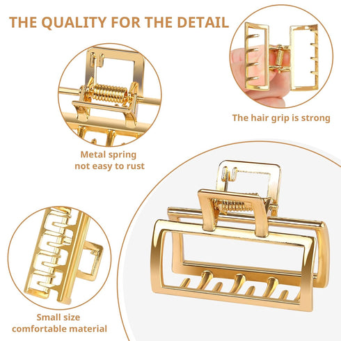 Small Gold Hair Clips, 10 Pack Mini Hair Claw Clips for Women, Metal Hair Accessories for Thick Thin Hair