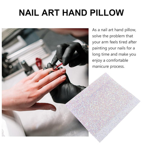 Nail Sequins Hand Cushion, Diamond Nail Art Pad for Manicure, Nail Art Table Mat Tools