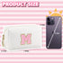 Initial Makeup Bag,Personalized preppy bag Waterproof PU Leather Chenille Letter Cosmetic Bag,Portable Travel Toiletry Bag Monogram Birthday Gift for Women Girls Mom Friends (Letter M)