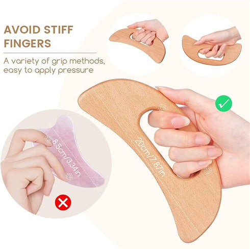 MObyat 1Pcs Wood Therapy Massage Gua Sha Tool Lymphatic Drainage Massager Grip Scraping Board Anti Cellulite for Body