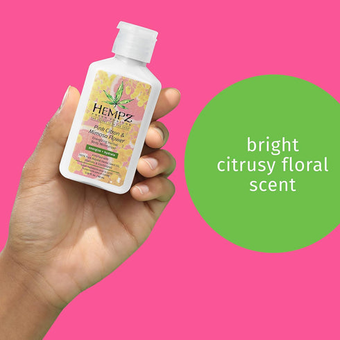 Hempz Fresh Fusions Energizing Herbal Body Moisturizer, Pink Citron & Mimosa Flower, 2.25 Fl Oz