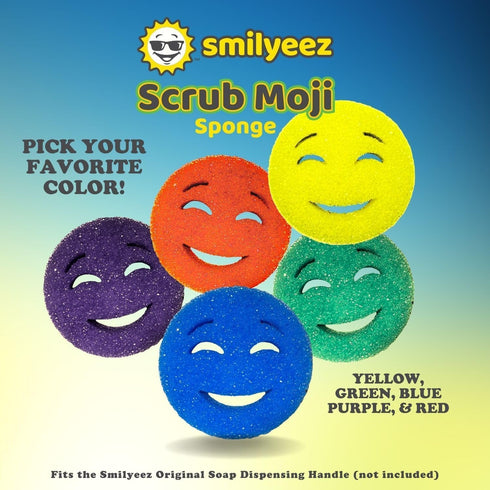 Scrub Moji Scrubbing Sponge Set of 3, Purple, Temperature-Responsive Foam, Stain and Odor-Resistant