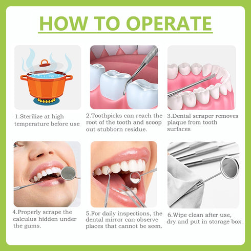 Dental Tools, Professional Teeth Cleaning Oral Care Hygiene Kit, Stainless Steel Dental Pick Tooth Scraper.