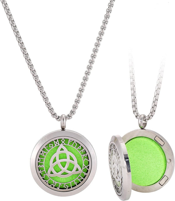 Triangle Viking Celtic Knot Essential Oil Diffuser Necklace - Stainless Steel Locket-