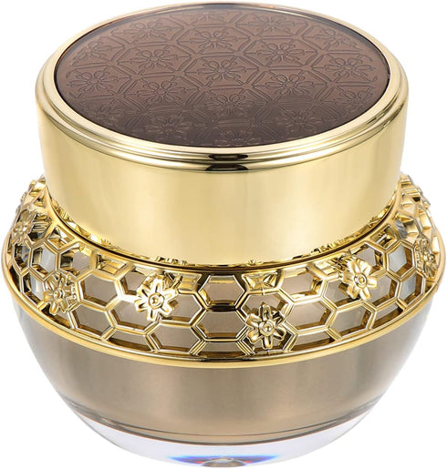 OSALADI Empty Refillable Acrylic Cosmetic Containers, 1 Pack Vintage Golden Storage Jar for Lotion Skincare Cream