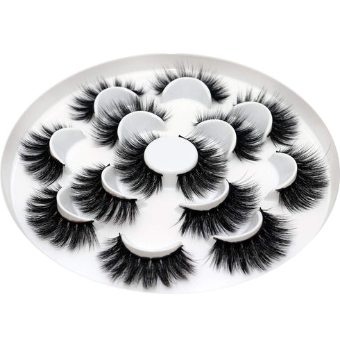 Veleasha Lashes 5D Faux Mink Lashes, Fluffy False Eyelashes, 7 Pairs Luxurious Handmade Fake Eyelashes Pack