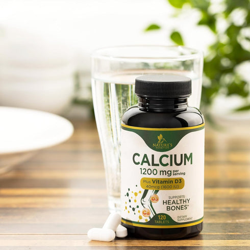Calcium 1200 mg with Vitamin D3 - 120 Tablets - Supports Bone Strength, Teeth & Immune System