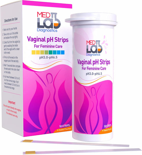 Women(50 Vaginal ph Test Strips for cnt). BV Home Test Kit for Bacterial Vaginosis, Yeast Infection and Menopause