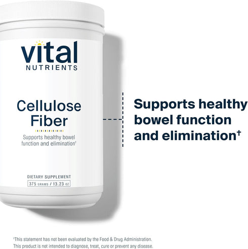 Vital Nutrients Cellulose Fiber Powder, 375g | Supports Healthy Bowel Function & Weight | Gluten, Dairy, Soy Free | 60
