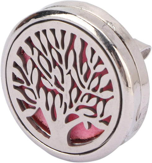 Srliya 2pcs Essential Oil Diffuser Brooches Stainless Steel Lightweight Hollow Out Tree Shape Washable Locket Perfume