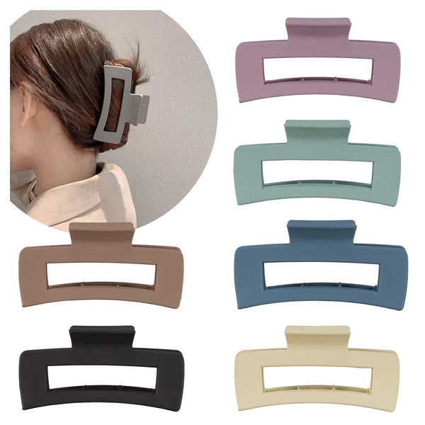 Whaline Large Hair Claw Clips, Strong Hold Rectangle Hair Claw 4.1In Non-Slip Jumbo Accessories for Women Girls
