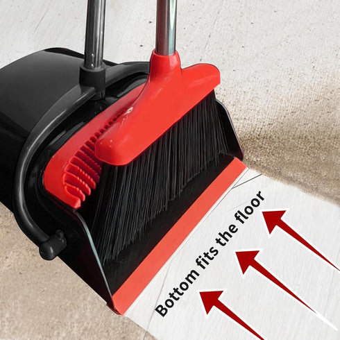 Broom and Dustpan Combo Set, 54" Long Handle Adjustable Stainless Steel Broomstick for Office Home Kitchen Cleaning