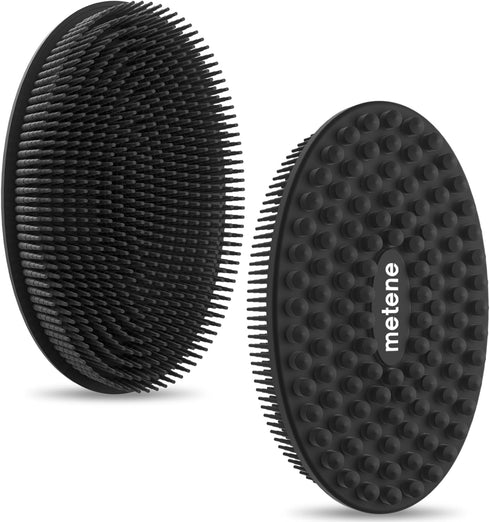 Metene 2 Pack Silicone Body Scrubber, Soft Exfoliating Body Scrubber for Shower, Long Lasting, Lathers Well (Black)