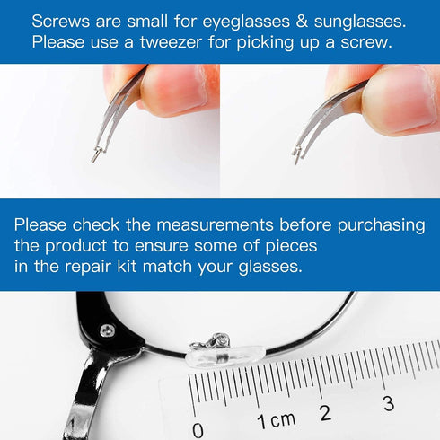 Magnetic Eyeglass Repair Kit, Sunglasses Repair Kit with Screws, 10 Pairs of Screw-in Nose Pads, Cleaning Cloth
