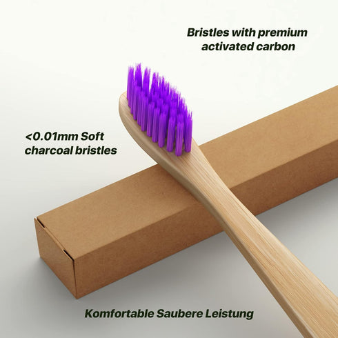 10 Color Soft Bristles Natural Bamboo Toothbrushes Set - Premium BPA Free, Eco-Friendly, Vegan, Biodegradable