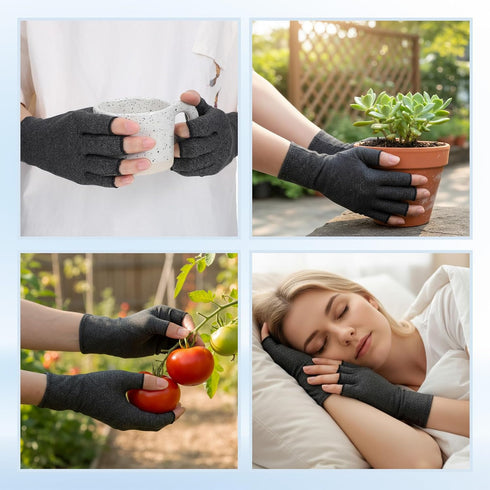Quilax 7.9 3.1 Fingerless Compression Gloves, x Gray Compression Glove for Women or Men, Comfortable Finger Gloves