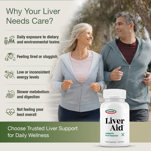 LIVERITE 60 Liver Aid Tablets, Supports Healthy Liver Function, Cleansing, Energy & Daily Wellness