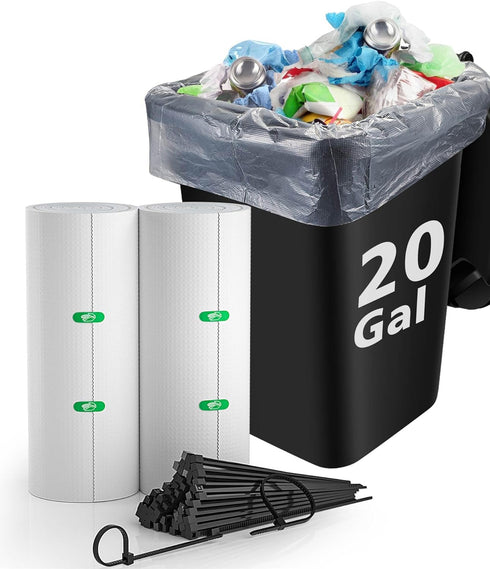 AYOTEE Trash Bags, 20 Gallon, 50 Count, Extra Large Kitchen Trash Bags with Zip Ties, 20-22 Gallon, High Density Clear