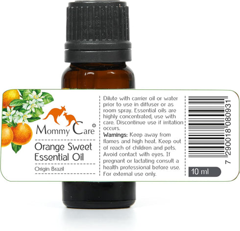 Sweet Orange Essential Oil for Aromatherapy by mommy care, 0.338 fl oz, Brazil Origin