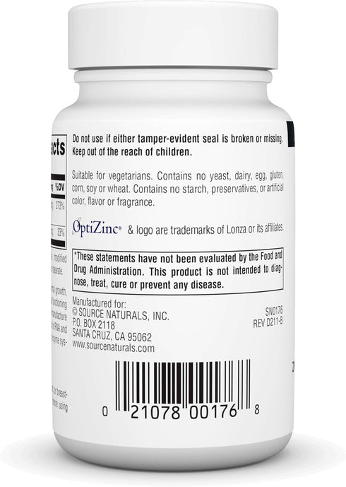 Source Naturals OptiZinc Zinc Methionine Sulfate Complex, 240 Tablets