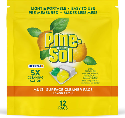 Pine-Sol Ultra+ All Purpose Cleaner Pacs Lemon Scent - 12 Count