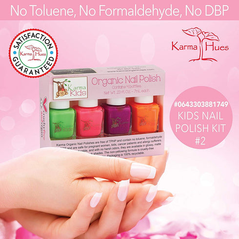Karma Kids Nail Polish Box Set No. 2, Natural Safe Non-Toxic Polish for Little Girls, Quick Dry, Vegan
