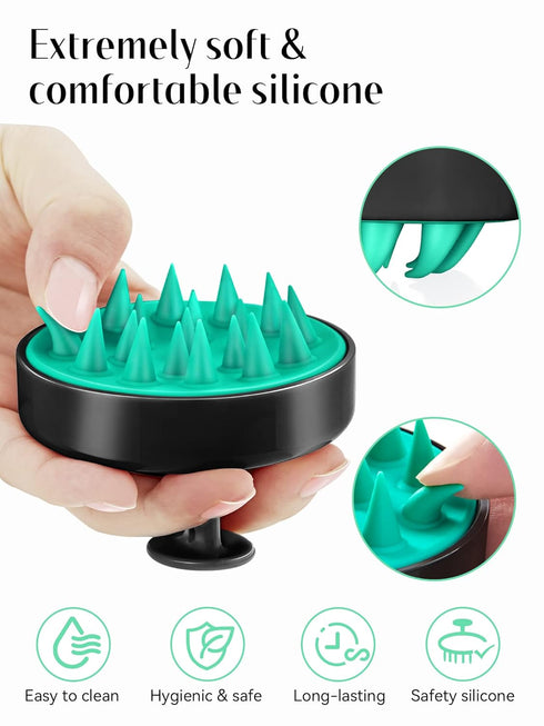 HEETA Scalp Massager Hair Growth, Soft Silicone Scrubber Shampoo Brush for Exfoliation and Dandruff Removal
