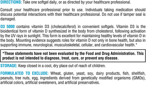 XYMOGEN D3 5000 - Bioavailable Vitamin D3 5000 IU - Immune, Bone & Heart Health - 90 Softgels