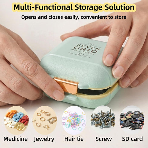 WMuxvia 2-Layer 7 Weekly Pill Organizer Compartments, Airtight Moisture-Proof Pill Box, Food-Grade Portable Travel Pill