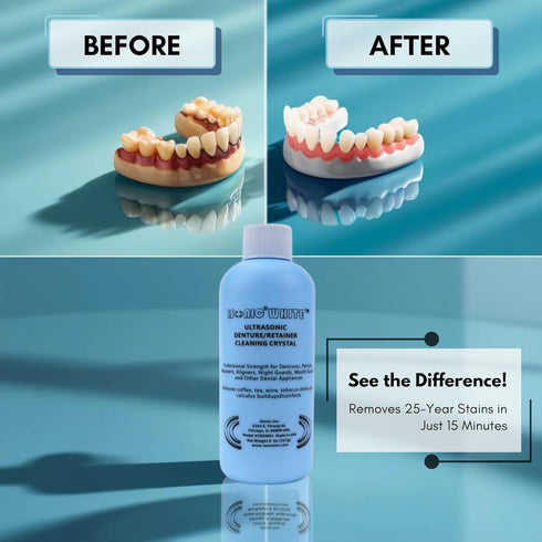 iSonic White CSDW01 Denture/Retainer Cleaning Crystal, 8OZ Bottle for Stains and Buildups