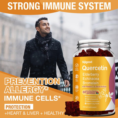2 Packs 1,200MG Quercetin with Bromelain Gummies | Immune System Support | 120 Counts Pure Quercetin Supplements