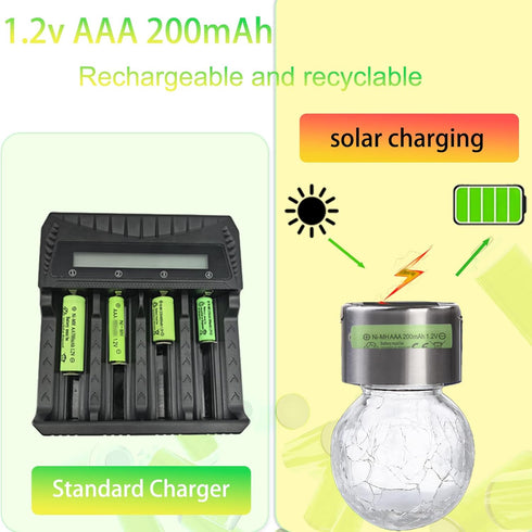 Yibatopow 16 Packs AAA200mAh 1.2v Rechargeable Batteries,Triple A NiMH Precharged Solar Batteries for Outdoor Solar