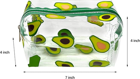 Cute makeup bag, transparent portable makeup bag, waterproof toiletries storage bag, large capacity pen bag (Avocado)