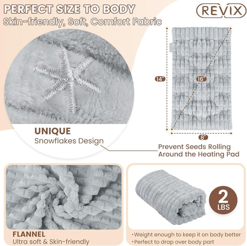 REVIX Microwave Heating Pad for Pain Relief - 8 * 14" Flaxseeds Heating Pad for Cramps, Muscle Ache, Joints