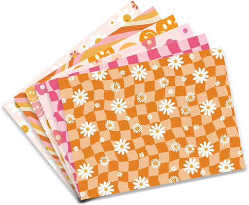 12 Sheets Boho Wrapping Paper, Retro Groovy Gift Wrap for Baby Shower Birthday Wedding DIY Crafts Gift Packing